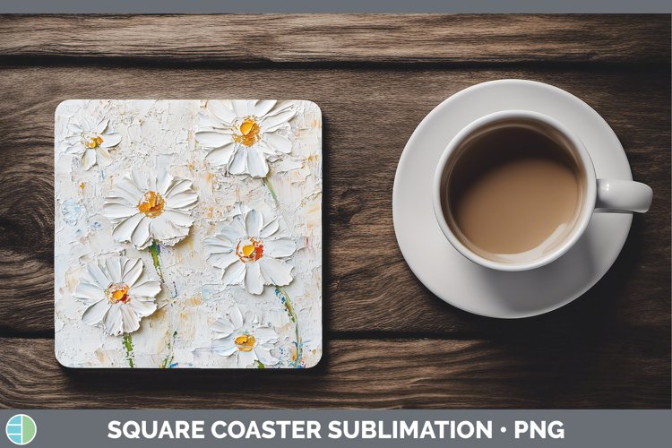 3D Flowers Daisy Square Coaster Sublimation Coaster Designs