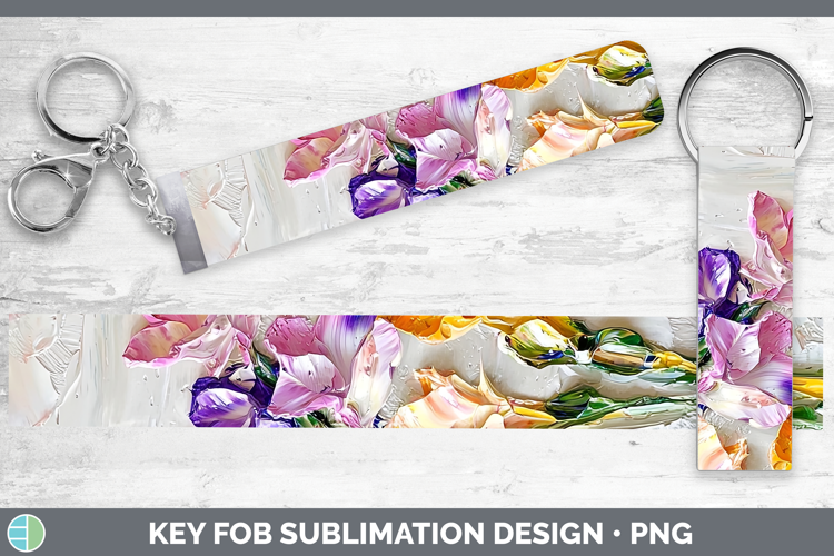 3D Flowers Freesia Key Fob Sublimation Wristlet Designs