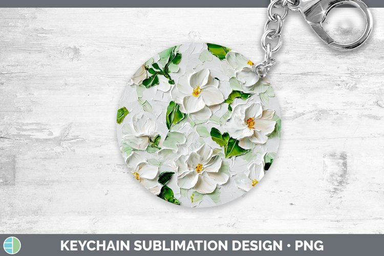 3D Flowers Gardenia Keychain Sublimation Keyring Designs