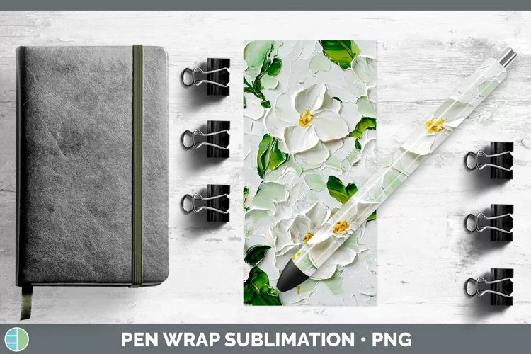 3D Flowers Gardenia Pen Wrap Sublimation Pen Designs