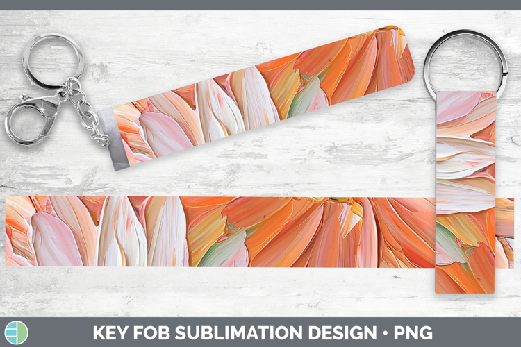 3D Flowers Gerbera Daisy Key Fob Sublimation Wristlet Design