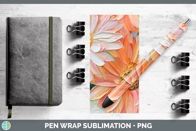 3D Flowers Gerbera Daisy Pen Wrap Sublimation Pen Designs