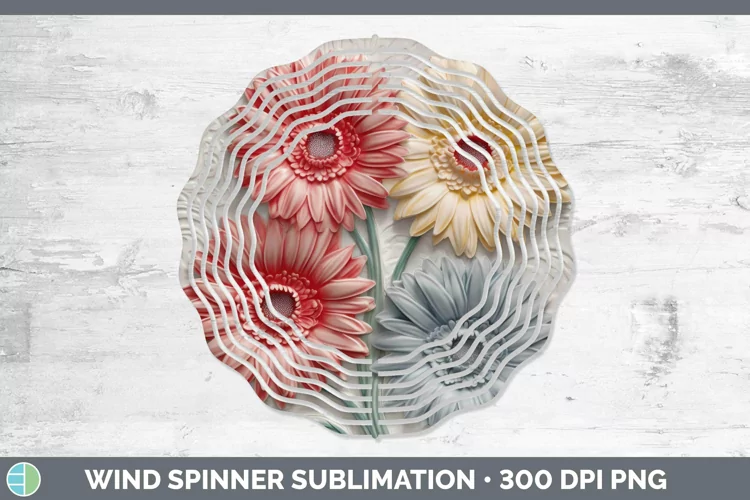 3D Flowers Gerbera Daisy Wind Spinner Sublimation Spinner De