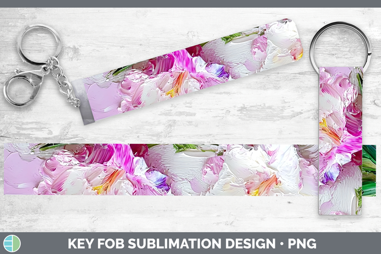 3D Flowers Gladiolus Key Fob Sublimation Wristlet Designs