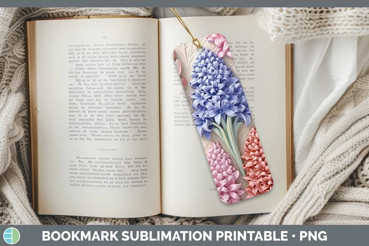 3D Flowers Hyacinth Bookmark Sublimation Printable Designs