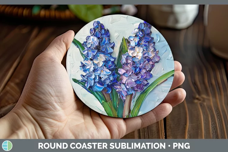 3D Flowers Hyacinth Round Coaster Sublimation Coaster Design