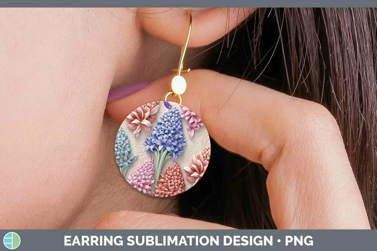 3D Flowers Hyacinth Round Earrings Sublimation Earrings Desi