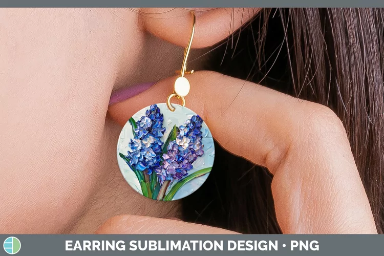 3D Flowers Hyacinth Round Earrings Sublimation Earrings Desi