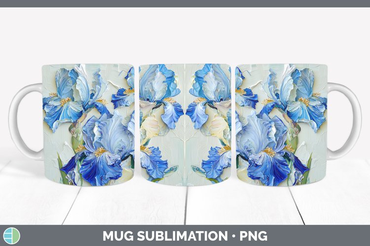3D Flowers Iris Mug Wrap Sublimation Coffee Cup Designs