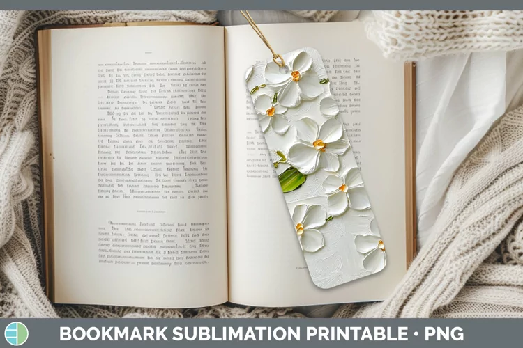 3D Flowers Jasmine Bookmark Sublimation Printable Designs