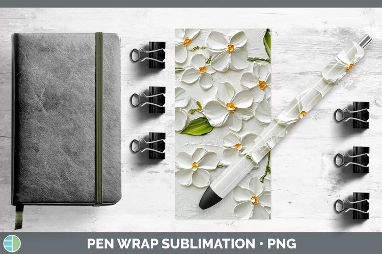 3D Flowers Jasmine Pen Wrap Sublimation Pen Designs