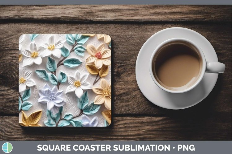 Gorgeous3D Flowers Square Coaster design.