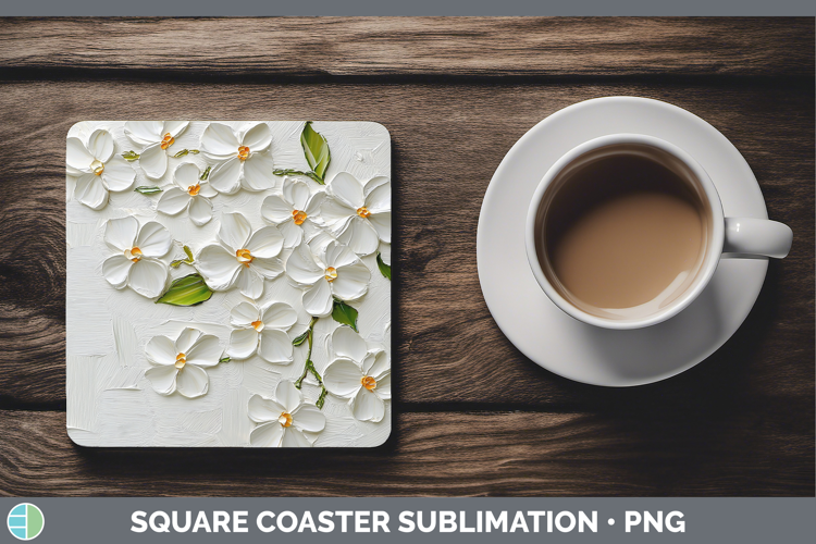 3D Flowers Jasmine Square Coaster Sublimation Coaster Design