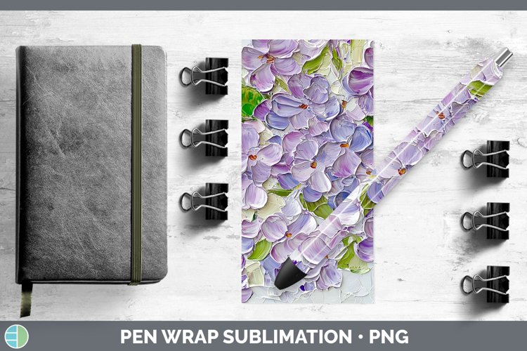 3D Flowers Lilac Pen Wrap Sublimation Pen Designs