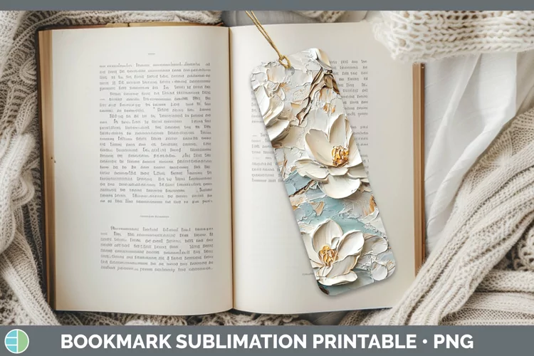 3D Flowers Magnolia Bookmark Sublimation Printable Designs