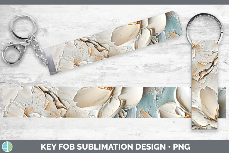 3D Flowers Magnolia Key Fob Sublimation Wristlet Designs