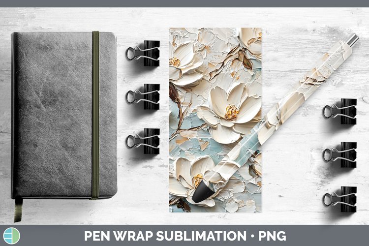 3D Flowers Magnolia Pen Wrap Sublimation Pen Designs