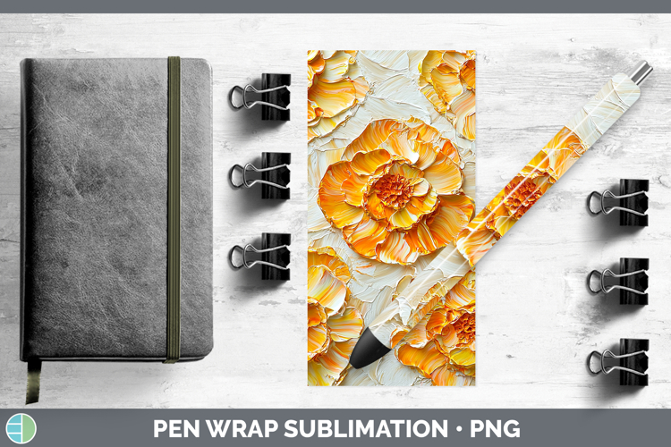 3D Flowers Marigold Pen Wrap Sublimation Pen Designs