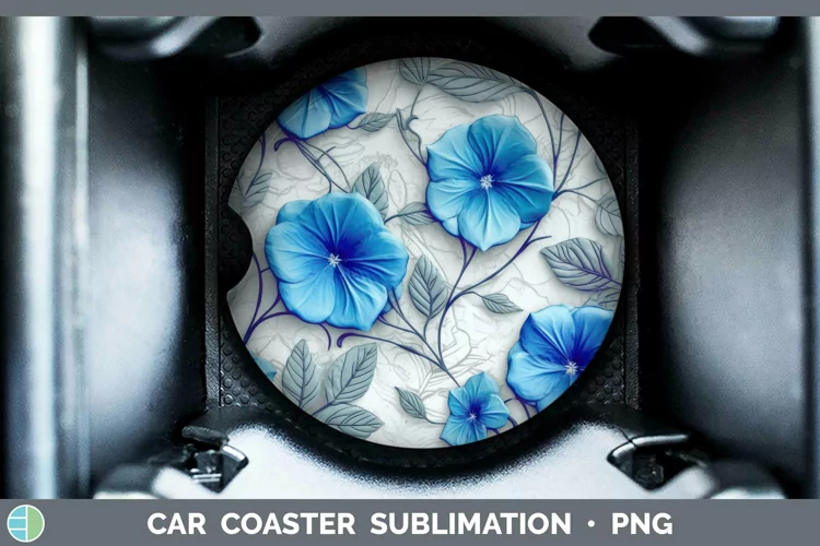 3D Flowers Morning Glory Car Coaster Sublimation Coaster Des
