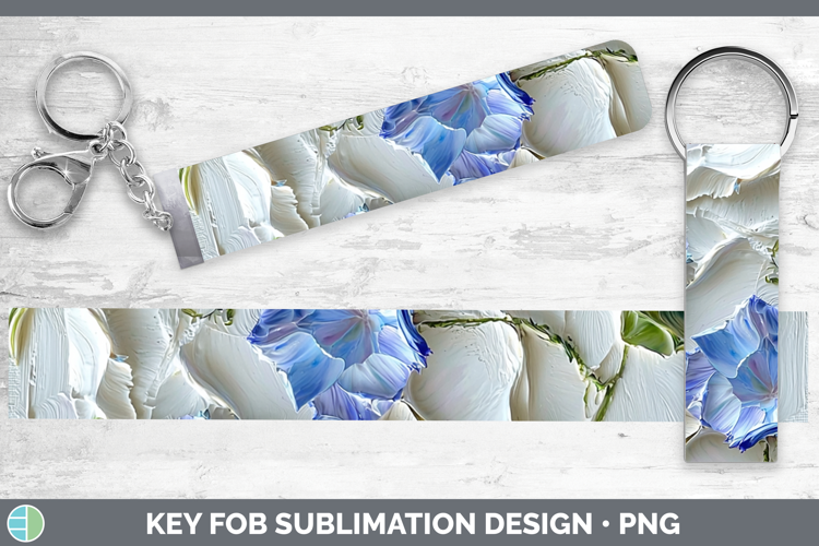 3D Flowers Morning Glory Key Fob Sublimation Wristlet Design