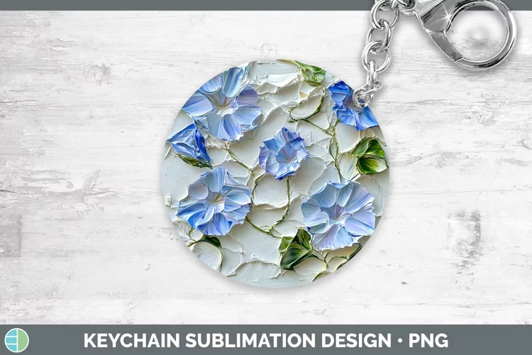 3D Flowers Morning Glory Keychain Sublimation Keyring Design