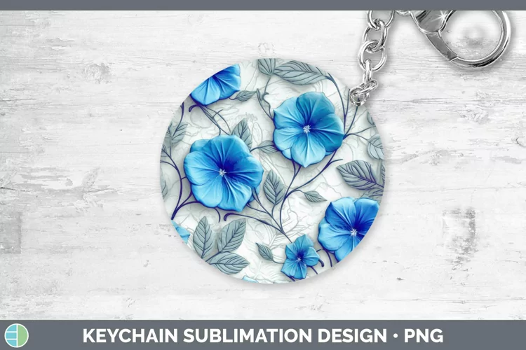 3D Flowers Morning Glory Keychain Sublimation Keyring Design