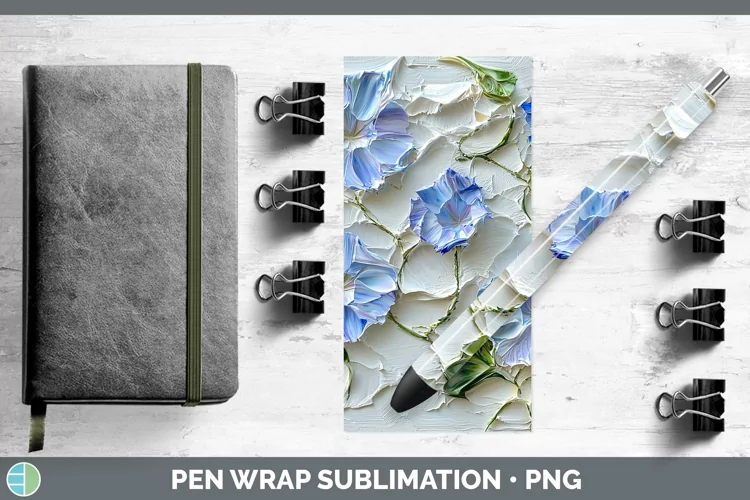 3D Flowers Morning Glory Pen Wrap Sublimation Pen Designs