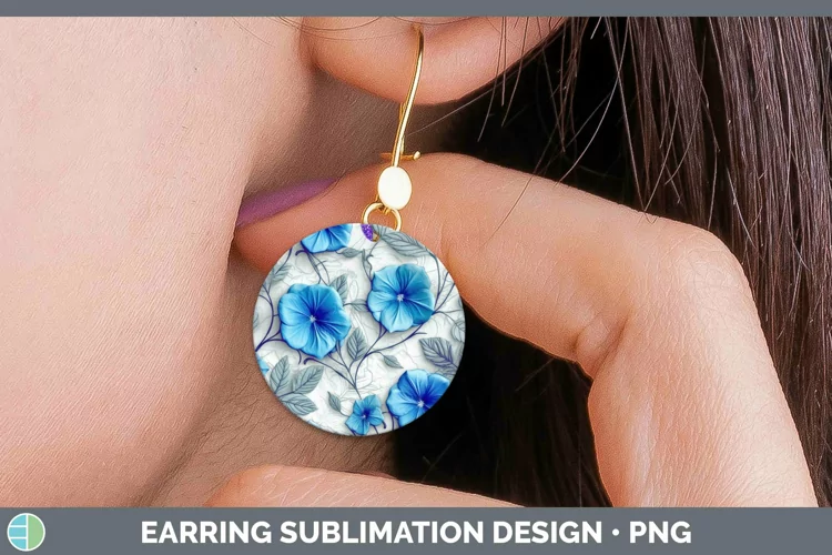 3D Flowers Morning Glory Round Earrings Sublimation Earrings