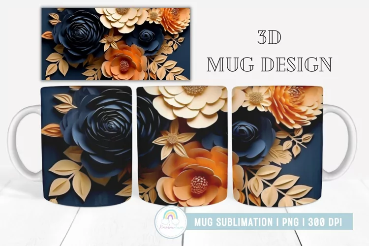 3D Mug Wrap Flowers Mug Sublimation