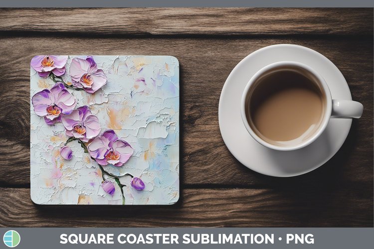 3D Flowers Orchid Square Coaster Sublimation Coaster Designs