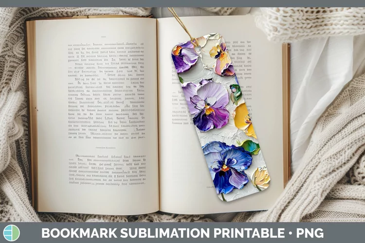 3D Flowers Pansy Bookmark Sublimation Printable Designs
