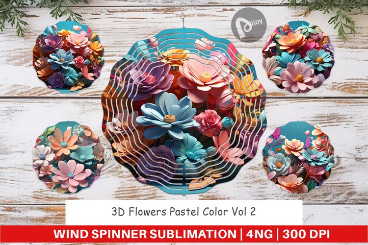 Wind Spinner 3D Flowers Pastel Color
