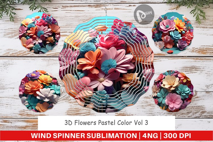 Wind Spinner 3D Flowers Pastel Color