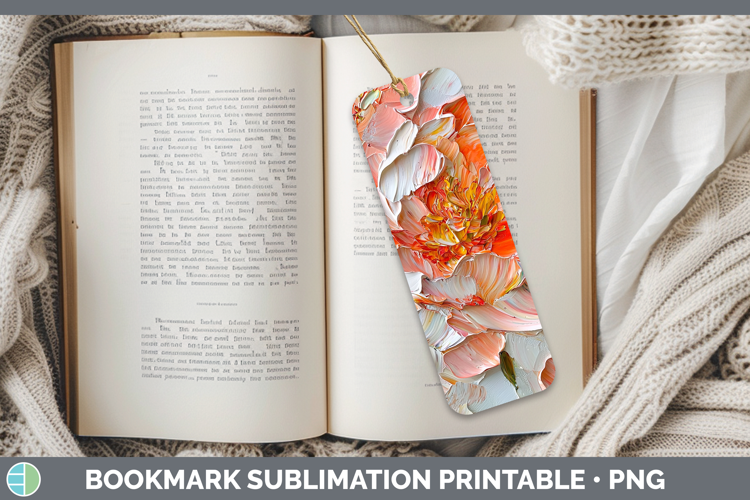 3D Flowers Peony Bookmark Sublimation Printable Designs