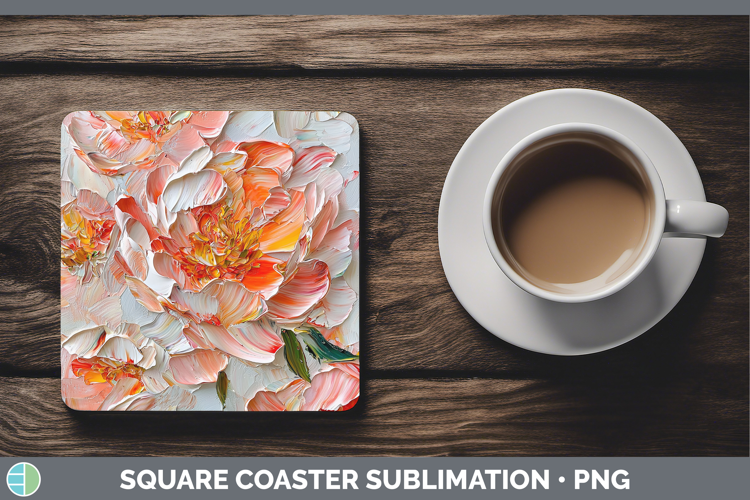 3D Flowers Peony Square Coaster Sublimation Coaster Designs