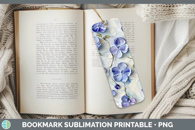 3D Flowers Periwinkle Bookmark Sublimation Printable Designs