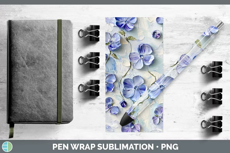 3D Flowers Periwinkle Pen Wrap Sublimation Pen Designs