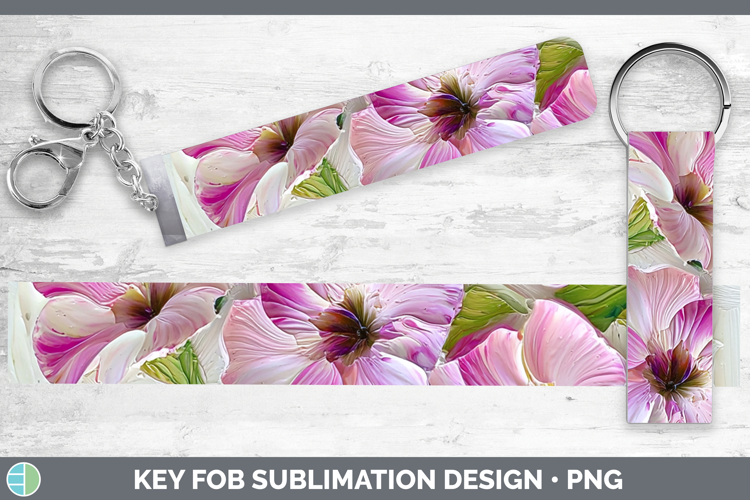 3D Flowers Petunia Key Fob Sublimation Wristlet Designs