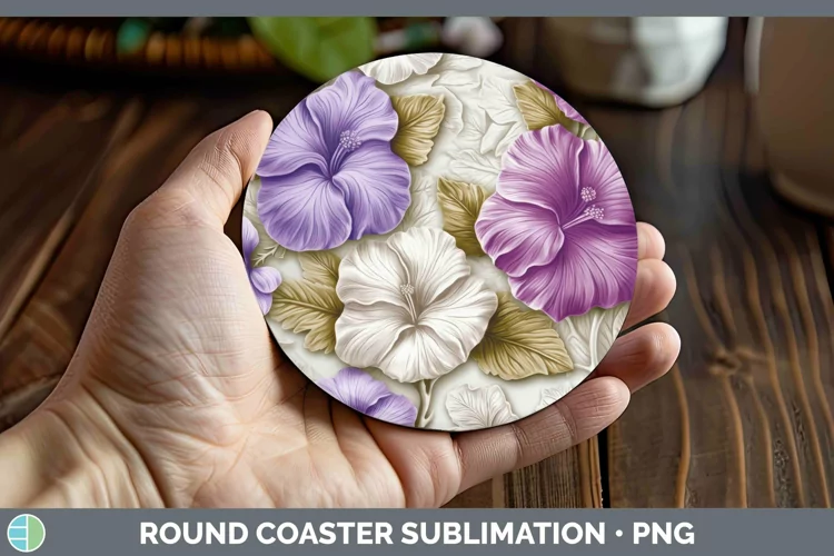 3D Flowers Petunia Round Coaster Sublimation Coaster Designs