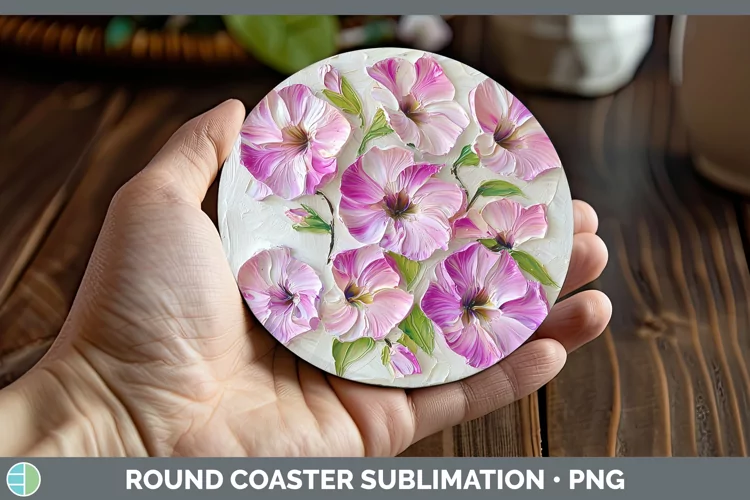 3D Flowers Petunia Round Coaster Sublimation Coaster Designs