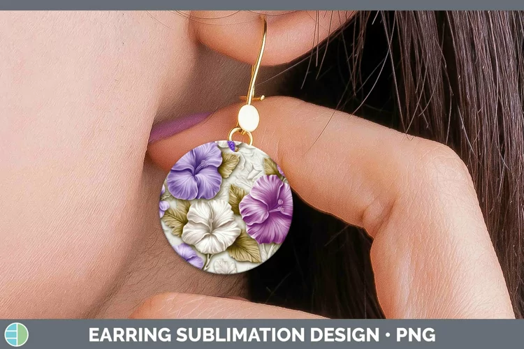 3D Flowers Petunia Round Earrings Sublimation Earrings Desig
