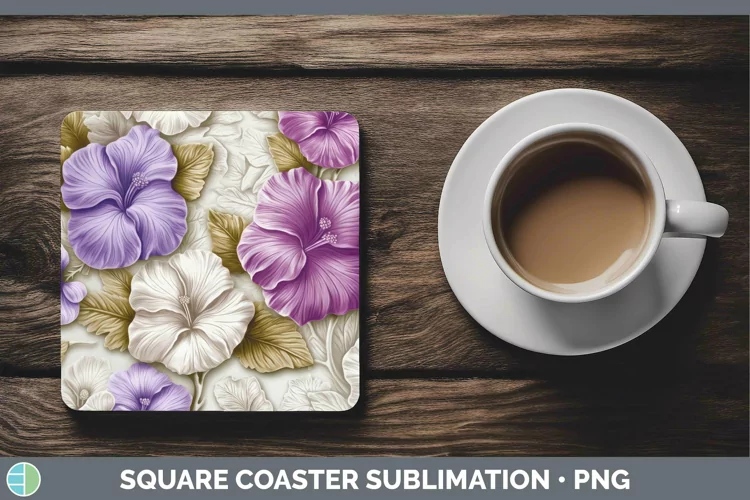 3D Flowers Petunia Square Coaster Sublimation Coaster Design
