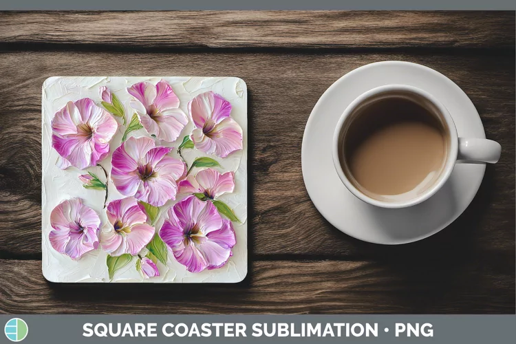 3D Flowers Petunia Square Coaster Sublimation Coaster Design