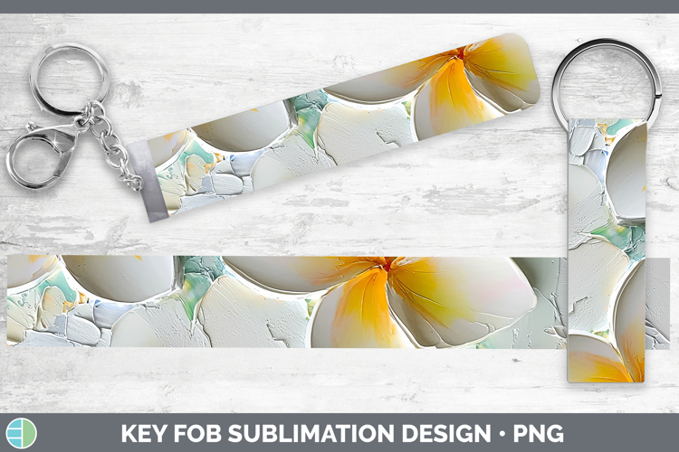 3D Flowers Plumeria Key Fob Sublimation Wristlet Designs