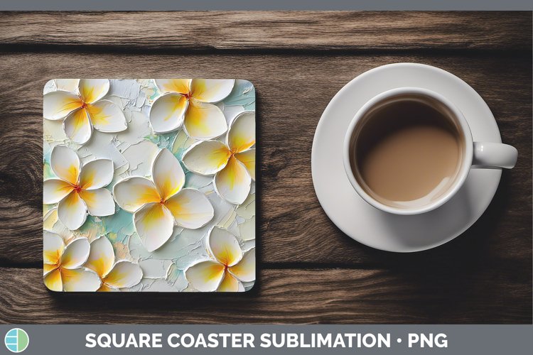 3D Flowers Plumeria Square Coaster Sublimation Coaster Desig