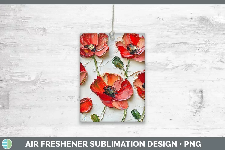 3D Flowers Poppy Air Freshener Sublimation Car Freshener Des