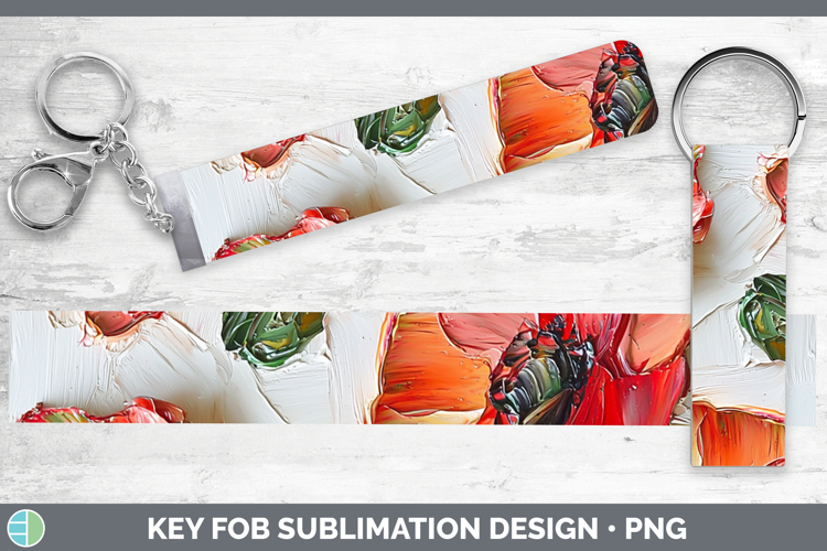3D Flowers Poppy Key Fob Sublimation Wristlet Designs