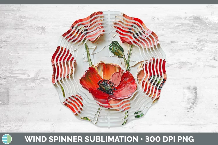 3D Flowers Poppy Wind Spinner Sublimation Spinner Designs
