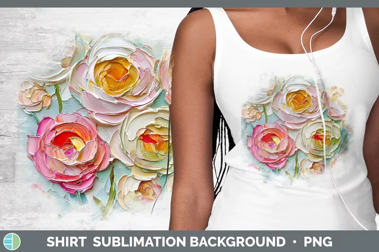 3D Flowers Ranunculus Shirt Sublimation Sublimation Backgrou