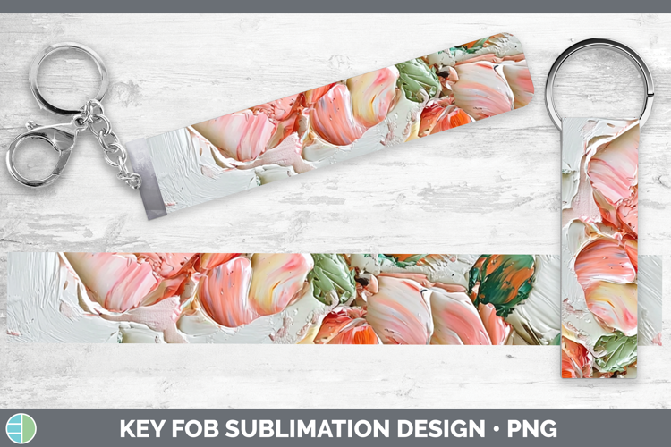 3D Flowers Rose Key Fob Sublimation Wristlet Designs